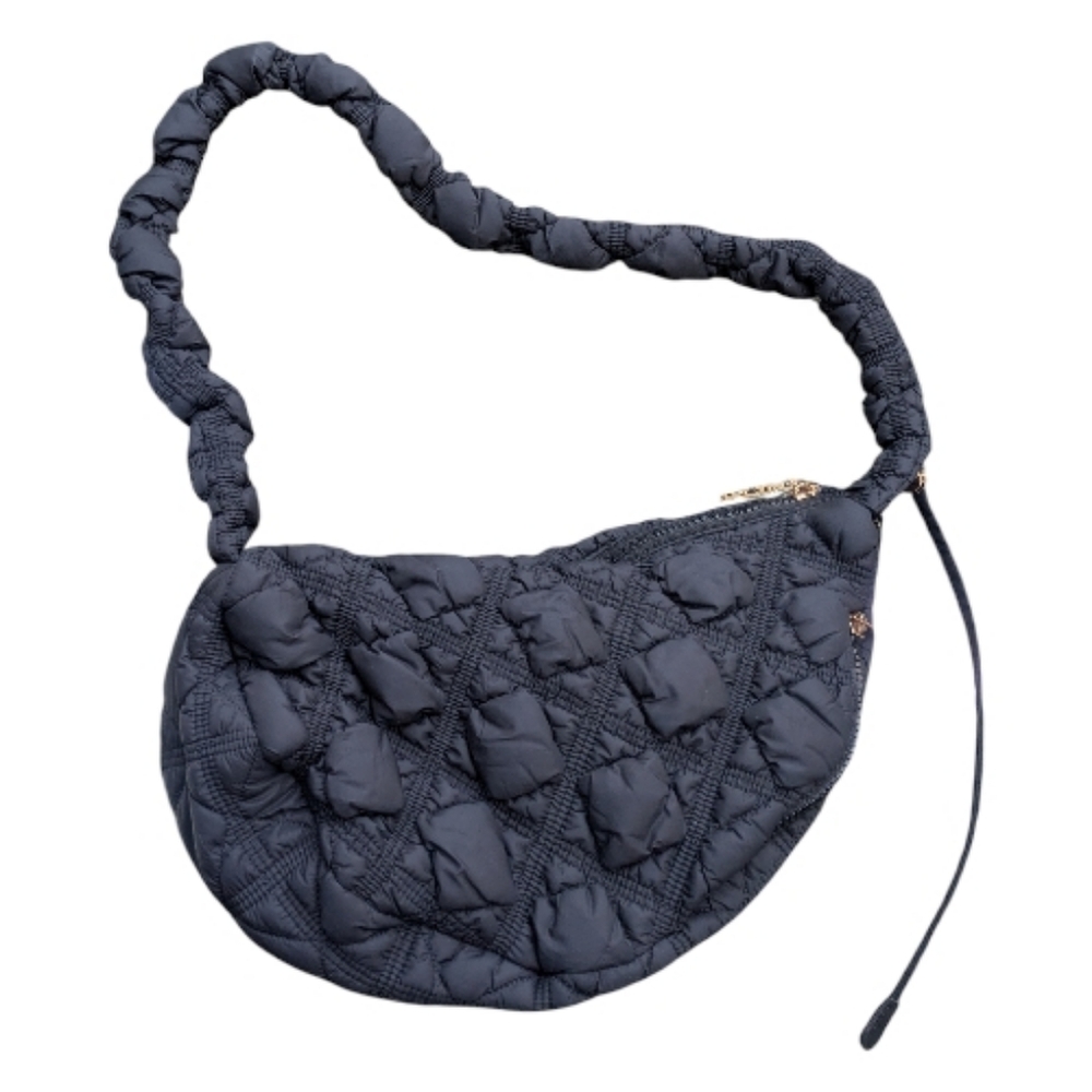 Carlyn Cozy Shoulder Bag Quilted Black Nylon. NWT